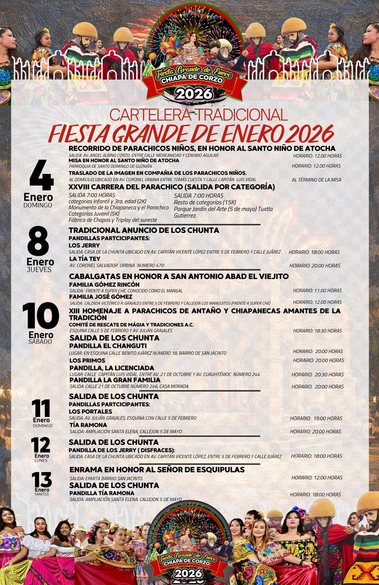 Fiesta Grande Chiapa de Corzo 2026 Cartelera Tradicional