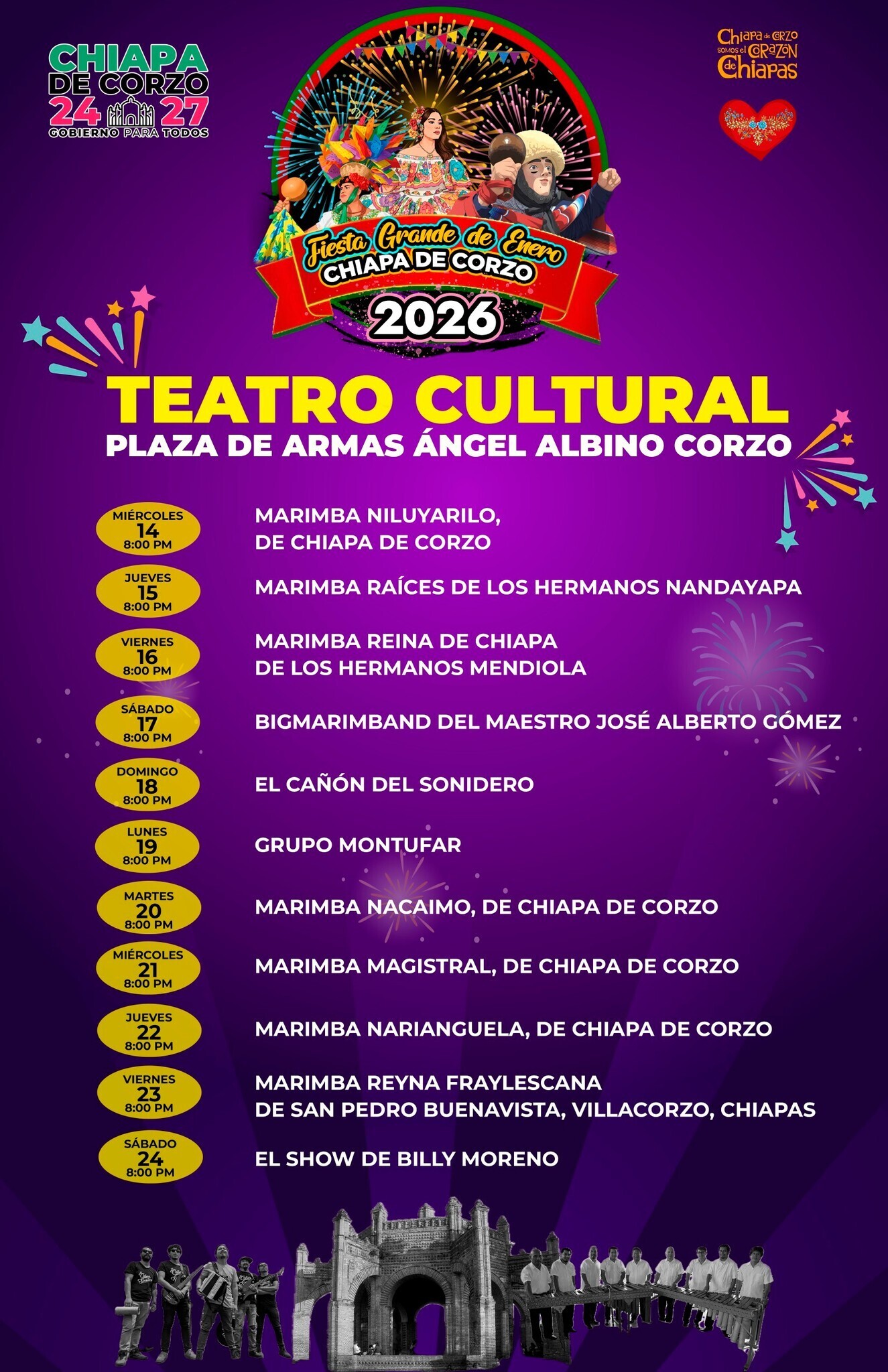 Fiesta Grande Chiapa de Corzo 2026 Programa Teatro Cultural